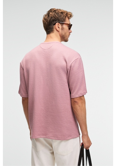 Grımelange VINTAGE Erkek Kısa Kollu Yuvarlak Yaka Dokulu Gofre Kumaş Regular Fit Pembe T-Shirt Grımelange VINTAGE Erkek Kısa Kollu Yuvarlak Yaka Dokulu Gofre Kumaş Regular Fit Pembe T-Shirt