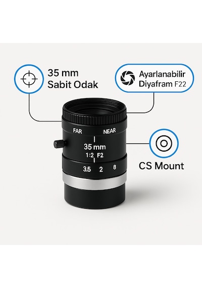 Tokina 35mm Sabit Odak Cctv Lensi Güvenlik Kamerası Uyumlu