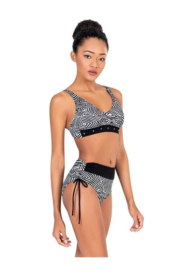 Endeep Kadın Zebra Desenli Yüksek Bel Toparlayıcı Bikini Takımı
