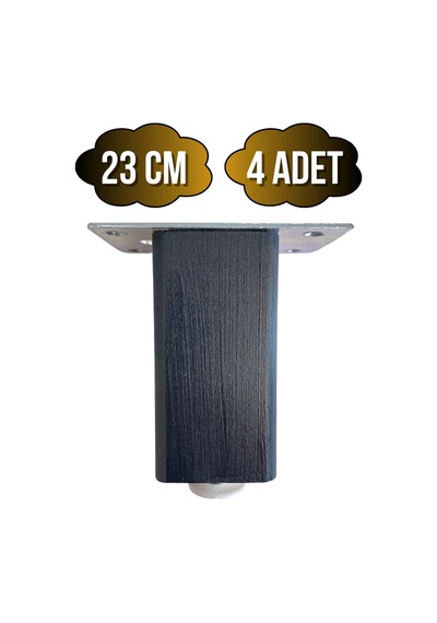 Kale Ayarlı Ahşap Ayak Mobilya Masa Ve Dolap Ayağı Antrasit Kayın/gürgen Ağacı 23cm 4 Adet Antrasit