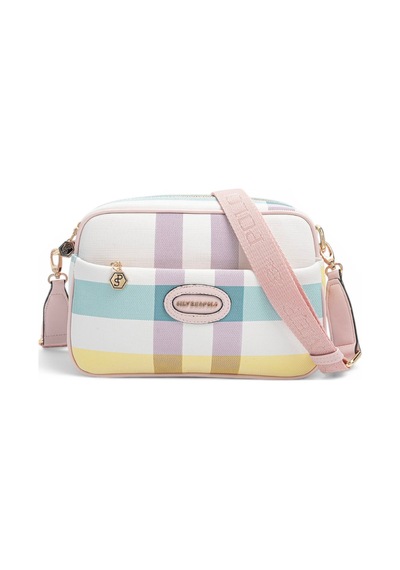 Silver & Polo Silver Polo Lila - Pembe Ekose Kadın Çapraz Çanta Sp1267