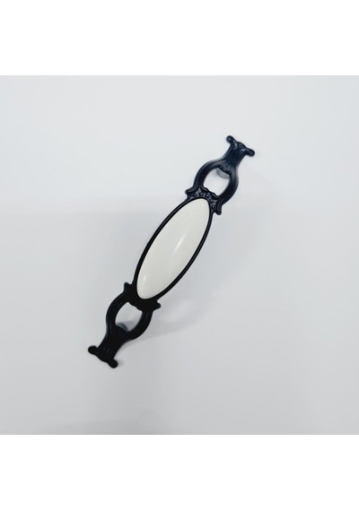 Zümre 96 Mm Metal Siyah Kasa Beyaz Porselen / 5 Adet Siyah