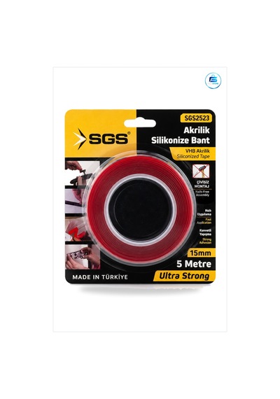 Akrilik Silikonize Çift Taraflı Bant 15 Mm X 5 Yd Yüksek Yapışma Diğer