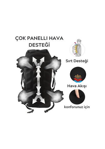 Xmlbayiciniz Baggor Montana 80 Litre Çift Körüklü Siyah Su Geçirmez Çok Gözlü Seyahat-dağcı-kampçı-deprem Sırt Çantası Genel