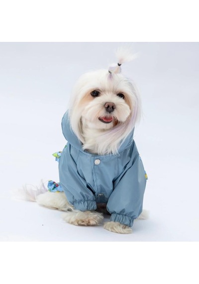 Pawstar Gri Victoria Polarlı Su Geçirmez Küçük Irk Köpek Yağmurluğu