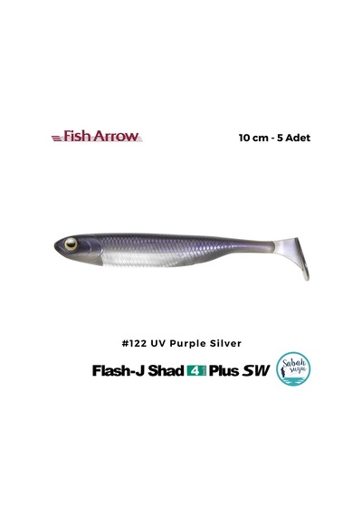 Fish Arrow Flash J Shad Plus Sw 10cm 4'' 122 Uv Purple Silver Silikon Balık 5 Adet