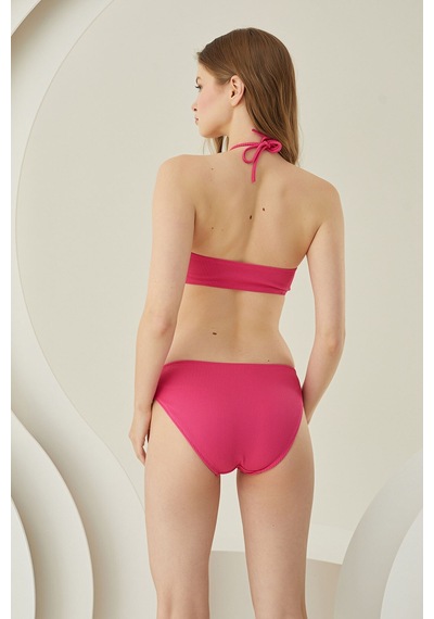 Loya Kadın Fuşya Reps Boyundan Bağlamalı Tek Üst Bikini Fuşya