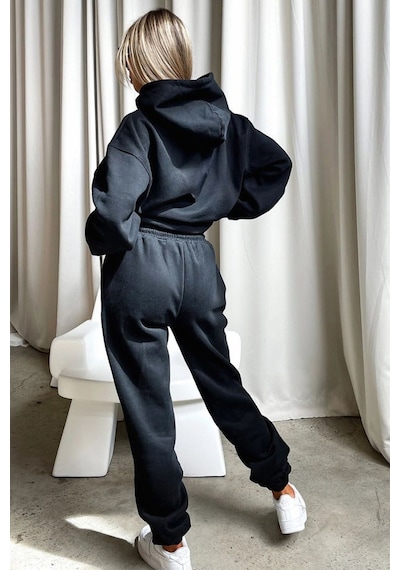 Ellore Australia Eşofman Takımı Sweatshirt Jogger - Siyah Baskılı Oversize Şardonlu Kapüşonlu Siyah Ellore Australia Eşofman Takımı Sweatshirt Jogger - Siyah Baskılı Oversize Şardonlu Kapüşonlu Siyah