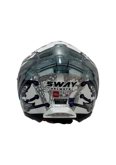 Sway Kapalı Sw 865 Butterfly  Motosiklet Kaskı Pembe Mavi Sarı