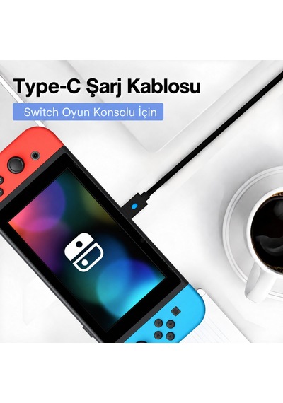 Switch Şarj Kablosu 3 Metre Led Göstergeli Ns Oyun Konsolu Type-c Örgü Kablo