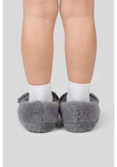 Modafocus Çocuk Köpekli Peluş Panduf - Gri Gri