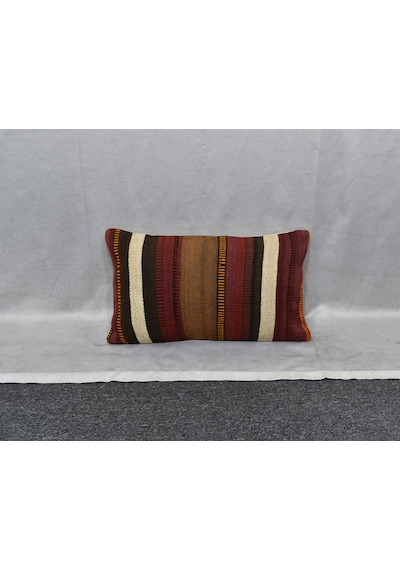 Zehra Abla Halı Yeni El Dokuma Dekoratif Lumbar Kilim Kırlent Yastık Kılıfı 6843 Çok Renkli