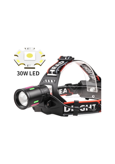 Or-t201 Usb Li Kafa Lambası 30w 2000 Lümen 2 Adet 18650 Pil Dahil Siyah
