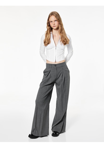 Koton Slim Fit Uzun Kollu Korse Görünümlü Fermuarlı Crop Gömlek Beyaz 7wal60007ıw