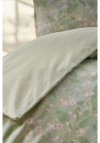 Doqu Home Boho Chic Spring Ranforce-nevresim Takımı-tek-florıs Yeşil