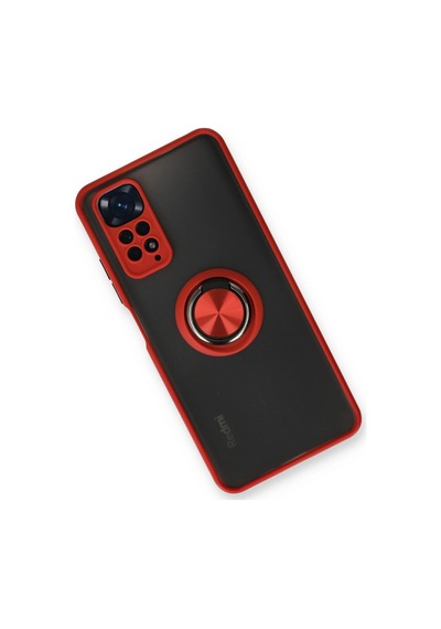 Newface - 850 - Xiaomi Redmi Note 11 Kılıf Montreal Yüzüklü Silikon Kapak - Ece-umay - - Kırmızı