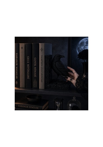 Gotik Kuzgun Barok Kitap Tutucu Tekli