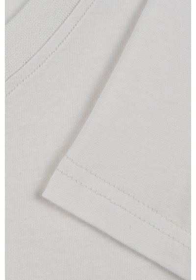 Goffra Kadın Vision V Yaka Premium Kalite Yoğun Dokulu Pamuklu T-shirt Krem W102-r0220-02
