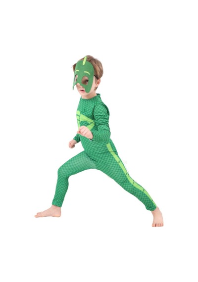 Annee Bakk Erkek Çocuk Pjmask Gekko Kıyafeti, Pijamaskeliler Kertenkele Kostümü Yeşil