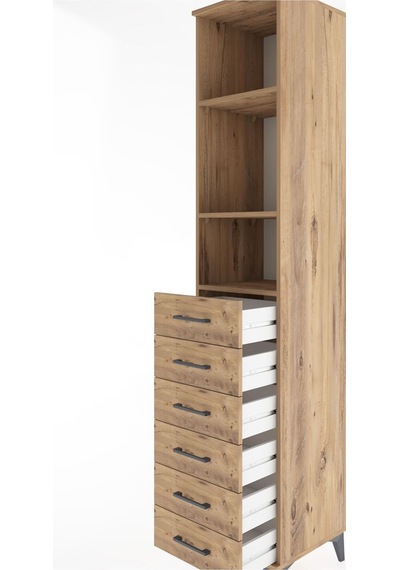 Hyperion Dolap 3 Raflı 6 Çekmeceli 44x44x221 Çam-çam Çam