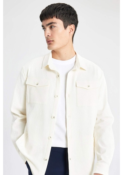 DeFacto Regular Fit Polo Yaka Gofre Dokulu Gömlek Ceket B6682AX24SPWT32