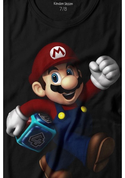 Kendim Seçtim Yeni Süper Mario Bros Mario Baskılı Tişört Çocuk T-shirt 001