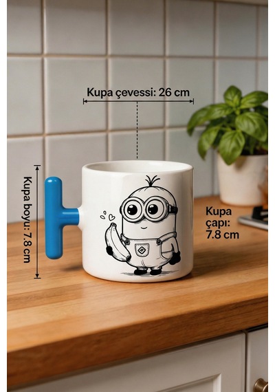Komik Tasarım Kupa Bardak - Minion Baskılı Seramik Hediye Kupa Bardak Çok Renkli