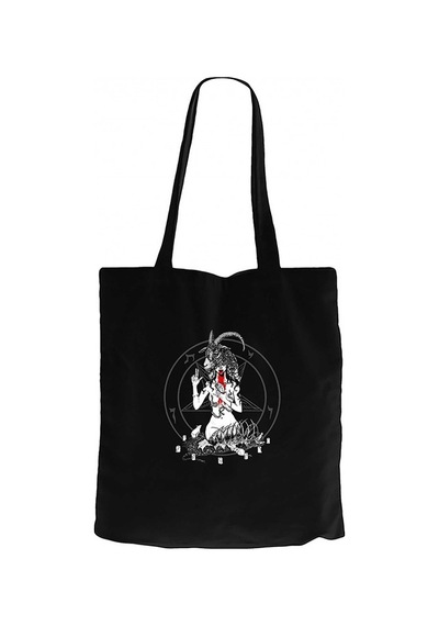 Baphomet Blood Siyah Kanvas Bez Çanta Siyah