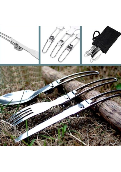 Omeniv 3lü Set Bıçak Çatal Kaşık Paslanmaz Çadır Kamp Outdoor Çok Renkli