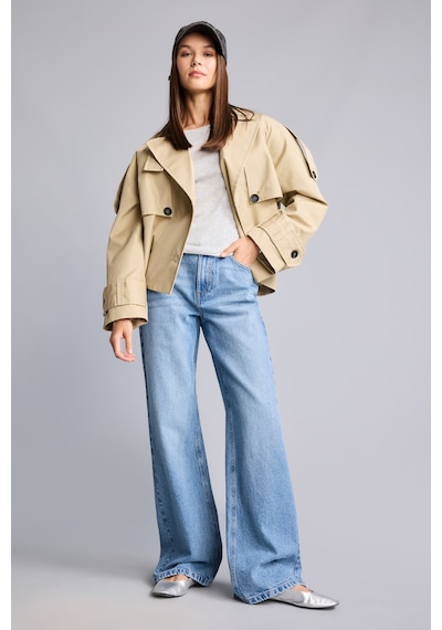 Defacto Relax Fıt Kısa Kruvaze Trençkot H3946ax26auer128 Ekru-er128