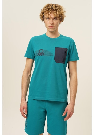 Benetton Bnt-m20436-23y Erkek T-shirt BNT-M20436-R1359 Petrol