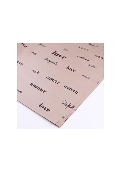 10lu Ambalaj, Paket Kağıdı, 70x100 Cm Love Desenli, Kraft-siyah Tek Ebat 124-Pembe
