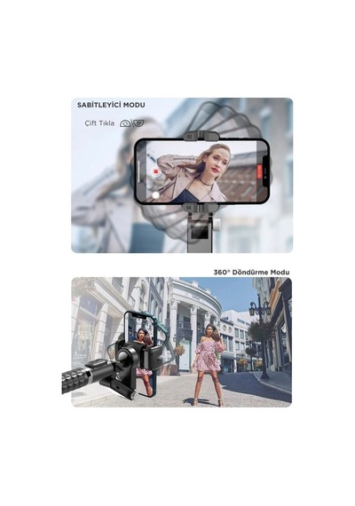 Özel Seri Çekim Seti Hareketli Stant Mobil Aksesuar Q18 Siyah Gimbal Selfie Çubuğu