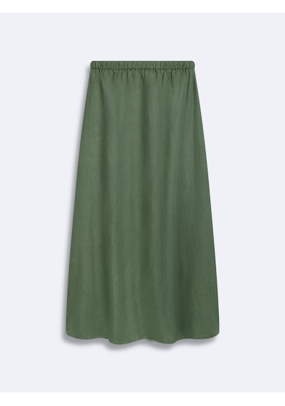 LTB Beli Lastikli Midi Yeşil Etek Çok Renkli LTB Beli Lastikli Midi Yeşil Etek Çok Renkli
