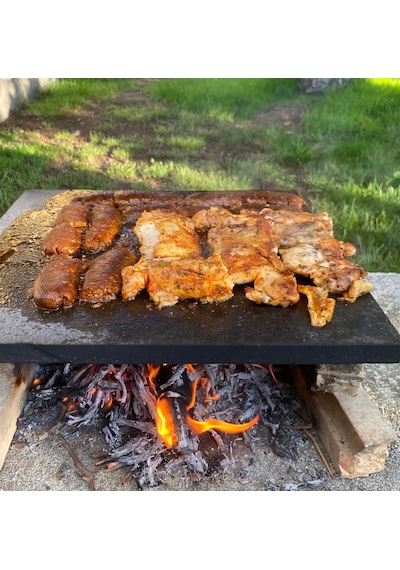 Mangal Taşı 35x40cm - Doğal Bazalt Taşı Mangal, Barbekü, Pişirme