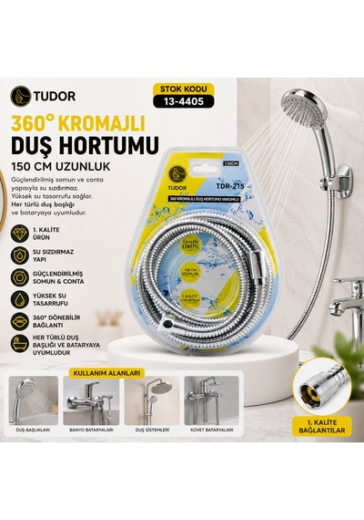 150 Cm Metal Duş Hortumu 360 Döner