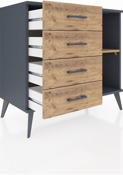 Hyperion Şifonyer Tek Raflı 4 Çekmeceli 88x44x80 Antrasit-çam Çam Hyperion Şifonyer Tek Raflı 4 Çekmeceli 88x44x80 Antrasit-çam Çam