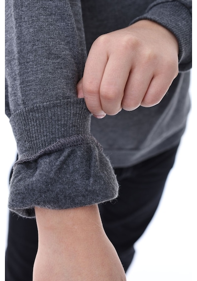 Zuzunga Basic Bisiklet Yaka Şardonlu Çocuk Sweatshirt 3-10 Yaş Antrasit