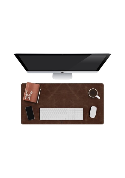 Modica Hobart - Hakiki Deri Masa Matı / Deri Oyuncu Mouse Pad / Yazı Masası Altlığı 75x34 Cm Kahverengi