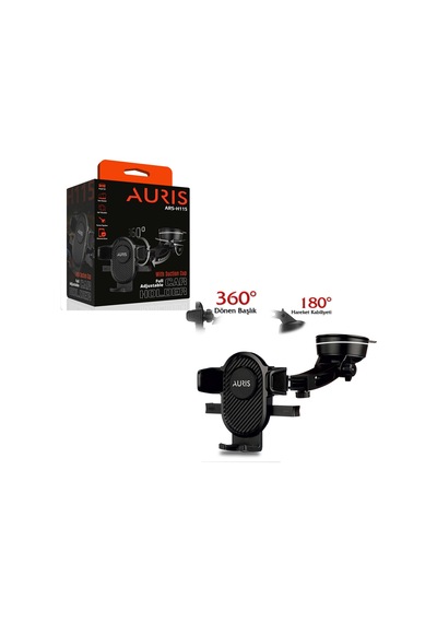Auris H115 Boy Ayarlı Vantuzlu Araç İçi Telefon Tutucu Siyah