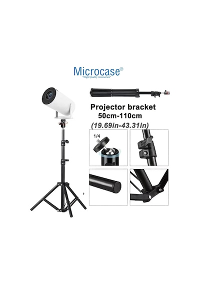 Taşınabilir Projeksiyon Cihazı Vb 1/4 Vida Girişli 2.1 Mt Eğim Ve Açı Ayarlamalı Tripod - Al517