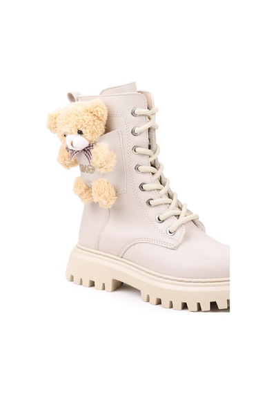 Kiko Kids 450 Ayıcıklı Fermuarlı Kız Çocuk Günlük Bot Ayakkabı Bej