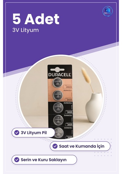 Düğme Pil Cr2025 3v Lityum 5 Adet Saat Hesap Makinesi Anahtar Kum