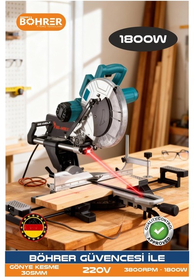Böhrer BA011232 Elektrikli Lazerli 305MM Sanayi Tipi Gönye Kesme Makinesi