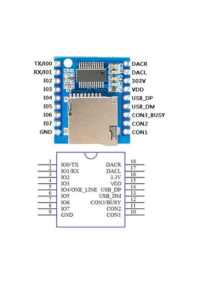 XY-V17B MP3 Wav Ses Çalma Modülü Micro Sd 32Gb Hafıza FAT16 FAT32 24 Bit