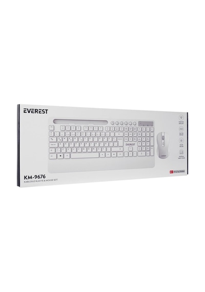 Everest Km-9676 Beyaz Multimedya Tablet-telefon Standlı Klavye + Mouse Set Optik