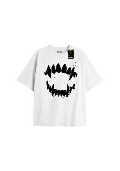 Flood Of Style Beyaz Oversize T-shirt Diş Özel Tasarım