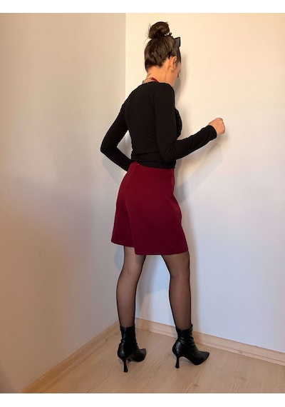 Ali Butik Bordo Şort Etek Bordo