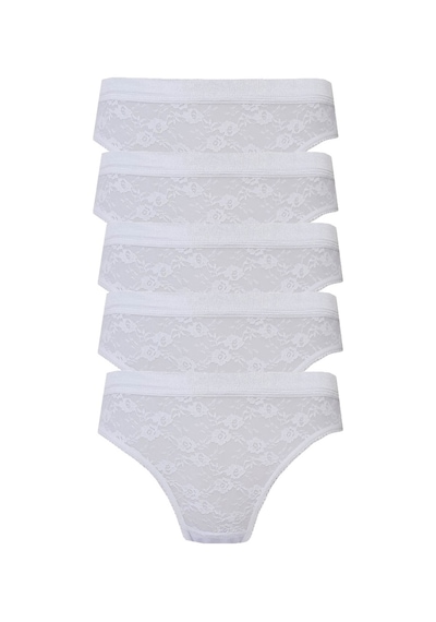 5Li Kadın Dantelli Bikini Külot Pamuklu Arkası Düz