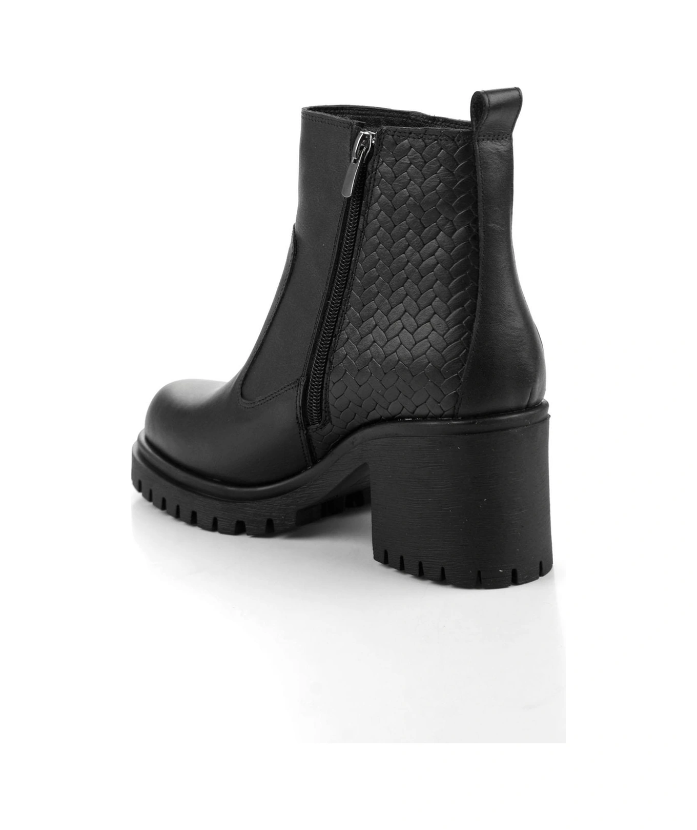 Bambi Siyah Siyah Hakiki Deri Kadın Bot & Bootie K02040500303 Siyah Siyah